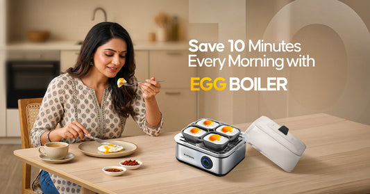 Compact Egg Boiler for Any Counter Busy Mornings, 10 Minutes Faster