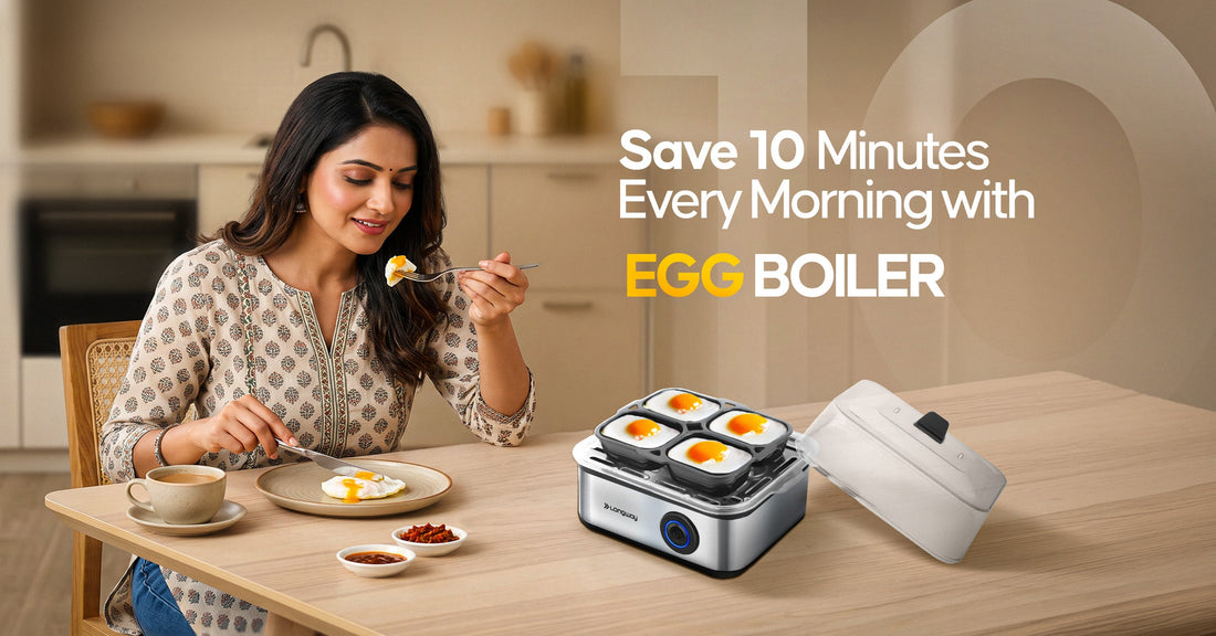 Compact Egg Boiler for Any Counter Busy Mornings, 10 Minutes Faster