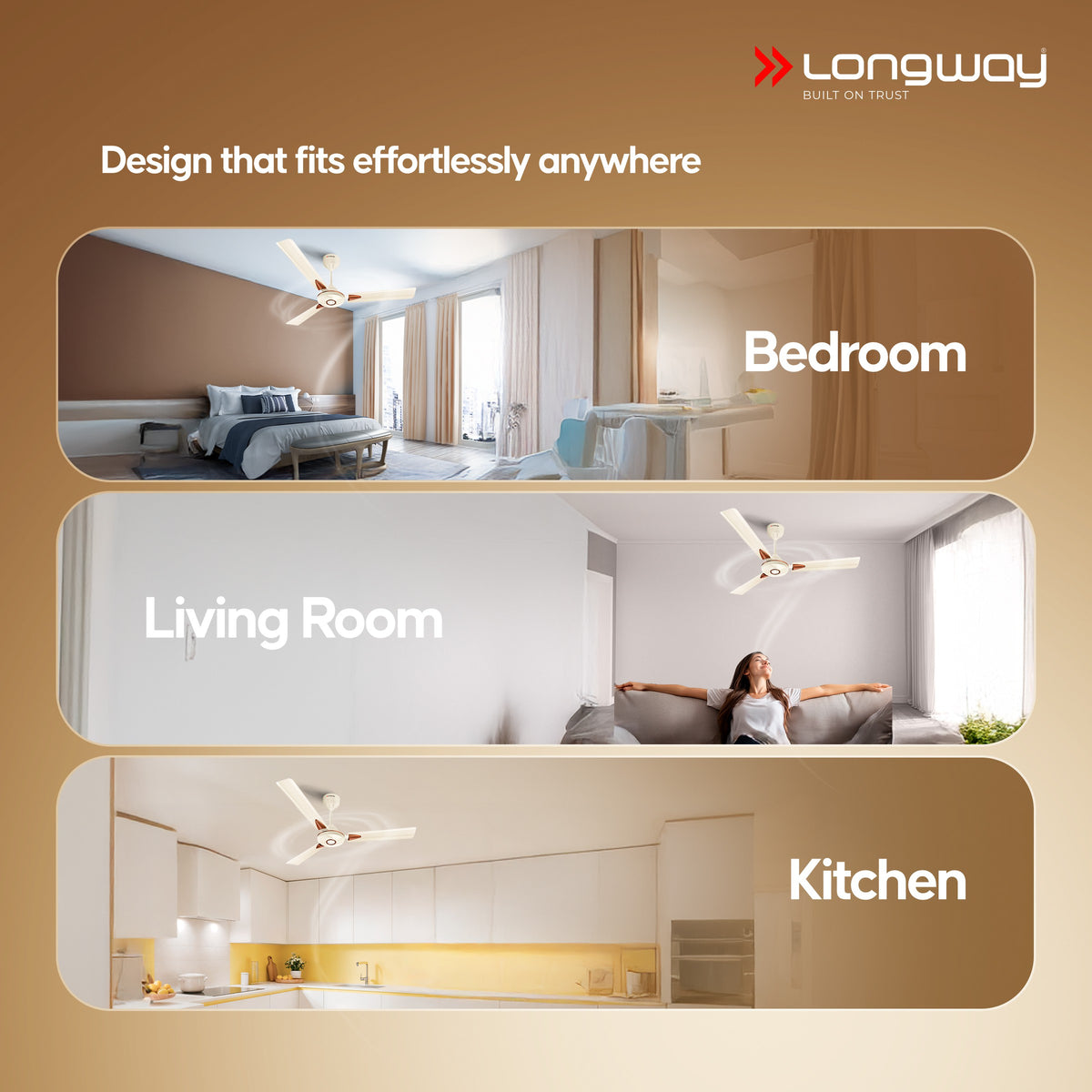 Longway Aero 1200 mm BLDC Ceiling Fan with Remote Control | BEE 5 Star Rated Energy Efficient | Ultra High Speed 3 Blade Anti-Dust Decorative Ceiling Fan