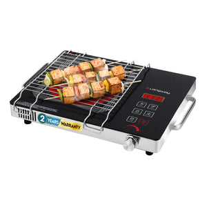 Longway Infralite Pro ICT 2200 W Infrared Cooktop with Free Stainless Steel Grill | Auto Shut Off & Overheat Protection