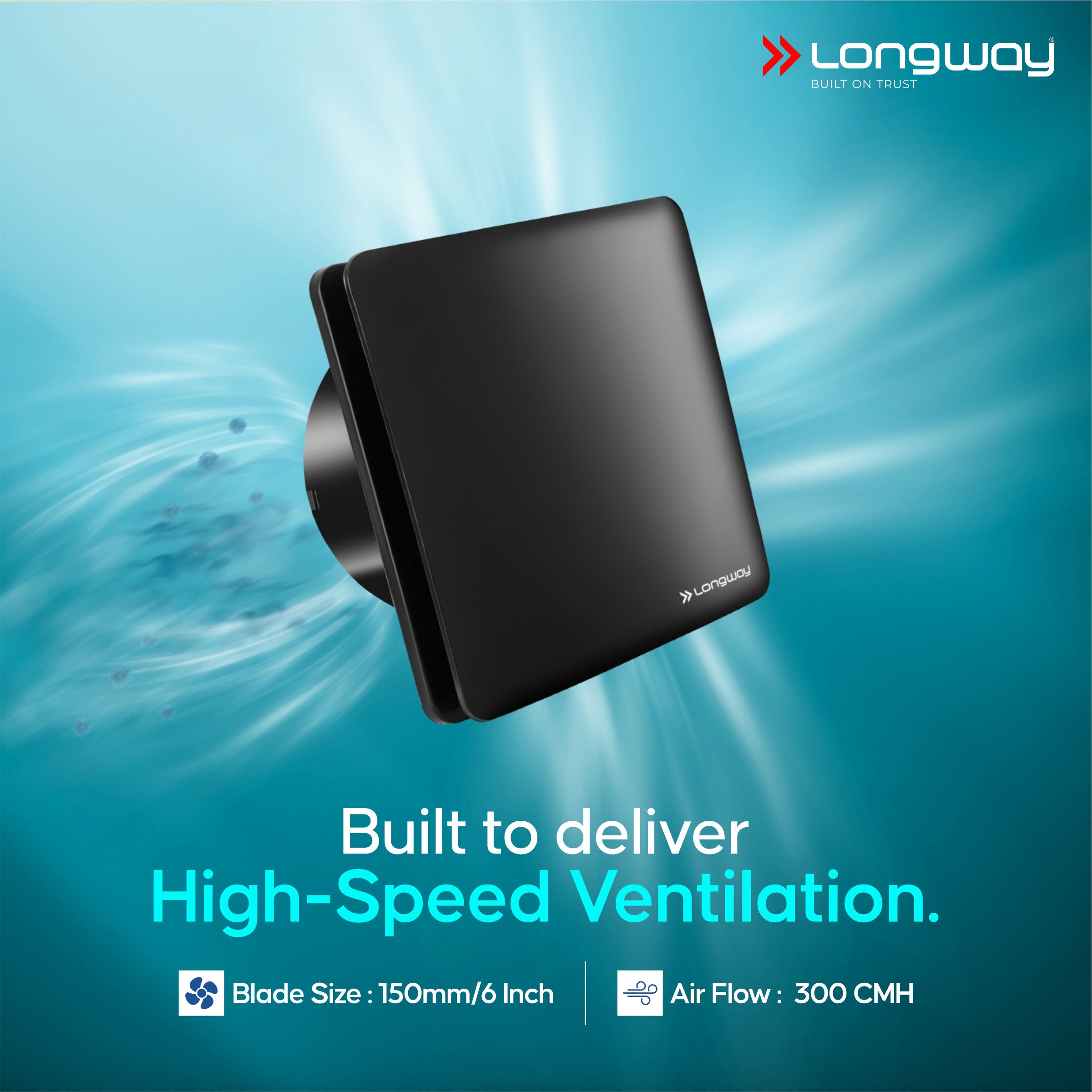 Longway FreshX 6 Inch 150 mm Energy Efficient Exhaust Fan | High Speed Powerful Motor | Noiseless Operation & Easy to Clean | Rust Proof |Suitable for Bathroom, Kitchen, Office | 2 Years Warranty