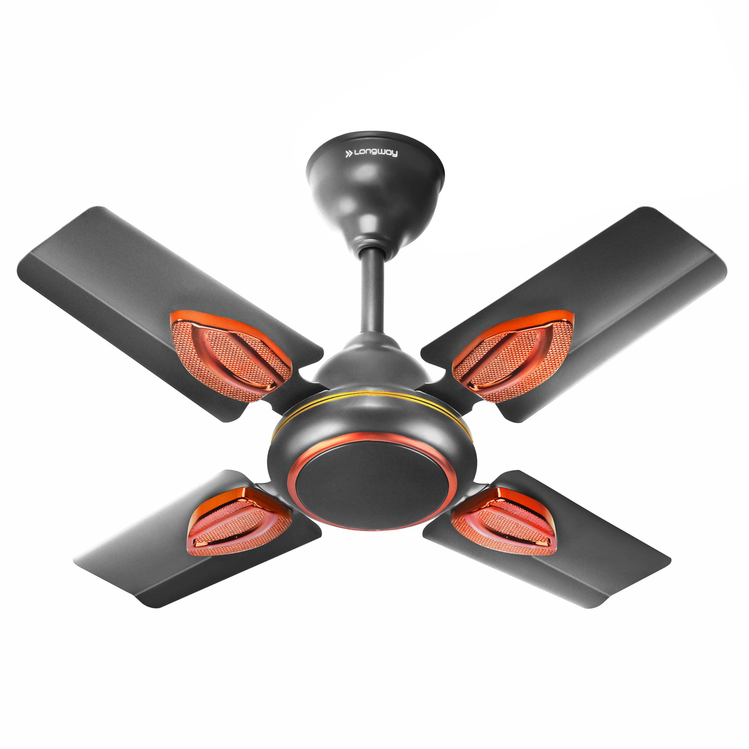 Longway Kiger P1 600 mm/24 inch Ultra High Speed 4 Blade Anti-Dust Decorative 5-Star Rated Ceiling Fan (Smoked Brown, Pack of 1)