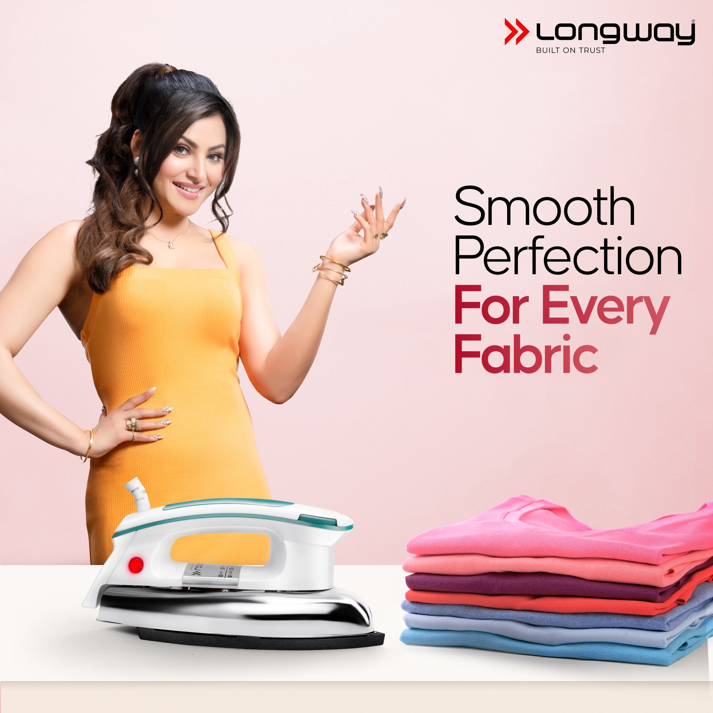 Longway Plancha Heavy Weight Non-Stick Teflon Coated Dry Iron, Electric Iron for Clothes | 2 Years Warranty| (1200 Watt)
