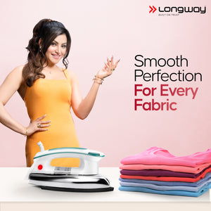 Longway Plancha Heavy Weight Non-Stick Teflon Coated Dry Iron, Electric Iron for Clothes | 2 Years Warranty| (1200 Watt)