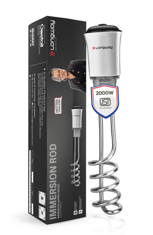 Longway LWIR01 1500/2000 Watt Immersion Rod, Water Heater with Waterproof & Shockproof Protection ISI Certified | 2 Years Warranty
