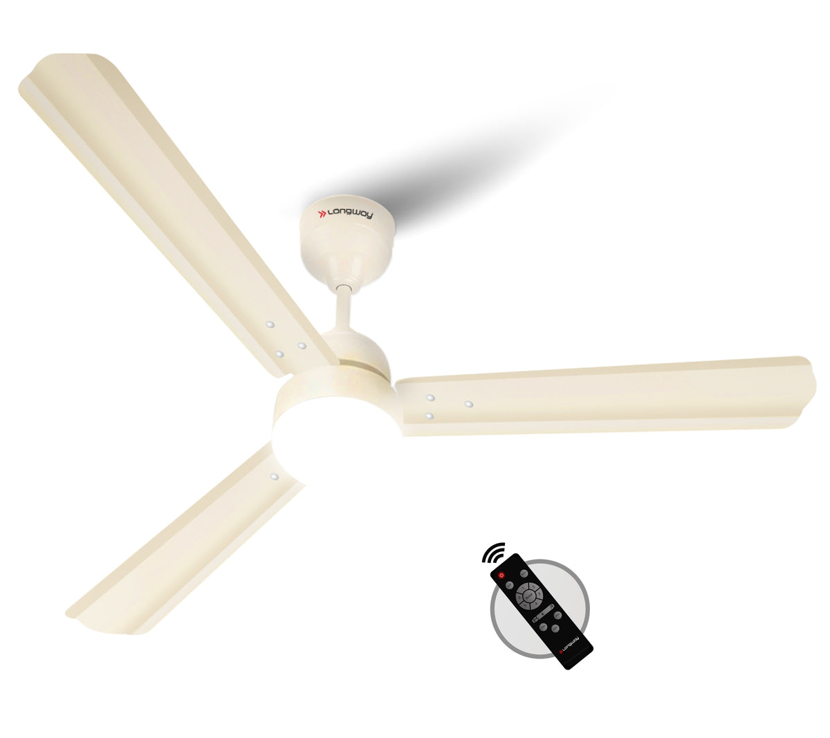 Longway Luminair 1200 mm BLDC Ceiling Fan with Remote Control & LED Light | BEE 5 Star Rated Energy Efficient | Ultra High Speed 3 Blade Anti-Dust Decorative Ceiling Fan | 5 Years Warranty (Ivory)