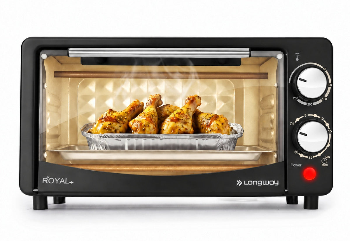 Longway Royal Plus OTG 12L Oven Toaster Griller with Multiple Heating Modes | Temperature Timer Control for Baking Pizza, Cake, Grilling Chicken & Toasting Bread | 2 Years Warranty (1000W)