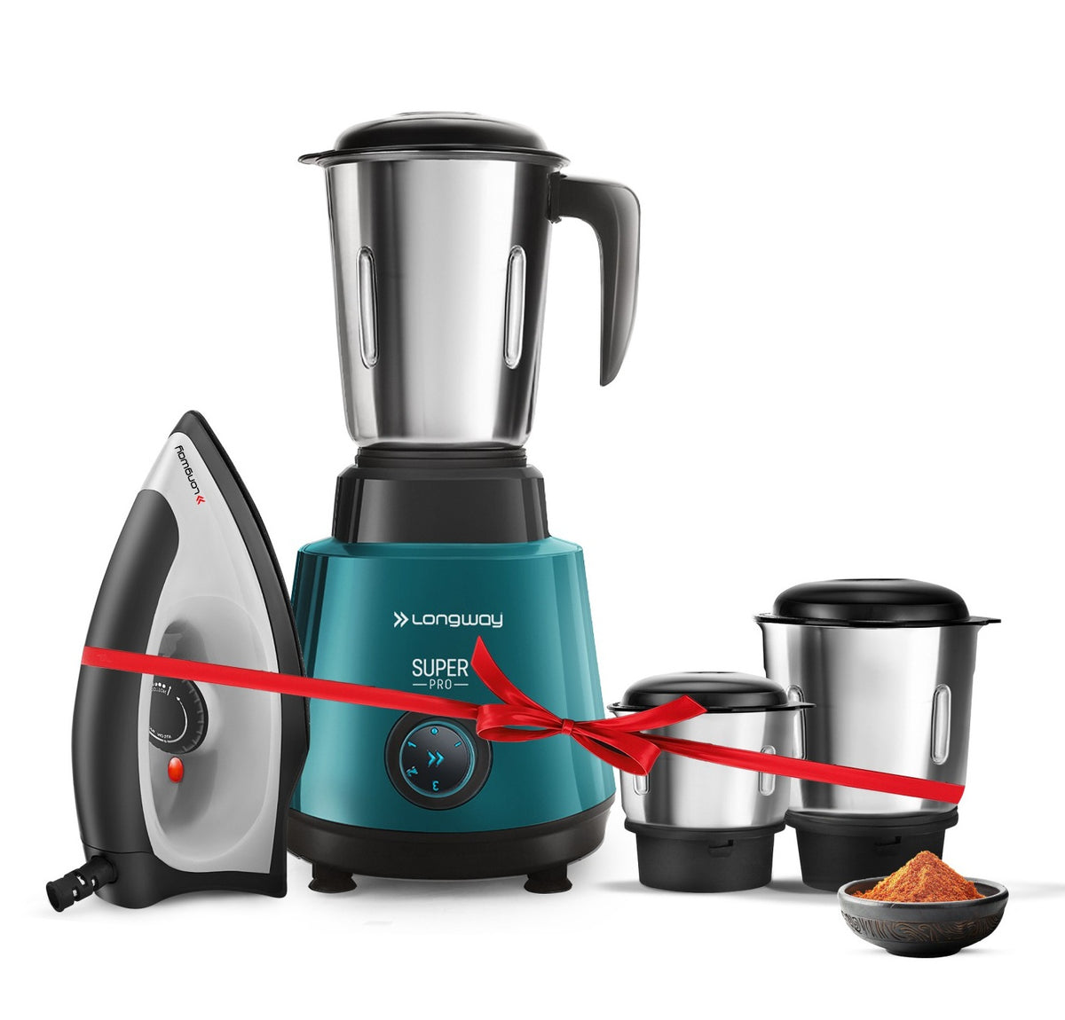 Longway Super Pro Juicer Mixer Grinder | Up to 500 - 750 Watt Max Output Powerful Motor | for Grinding, Mixing, Juicing | 2 Year Warranty
