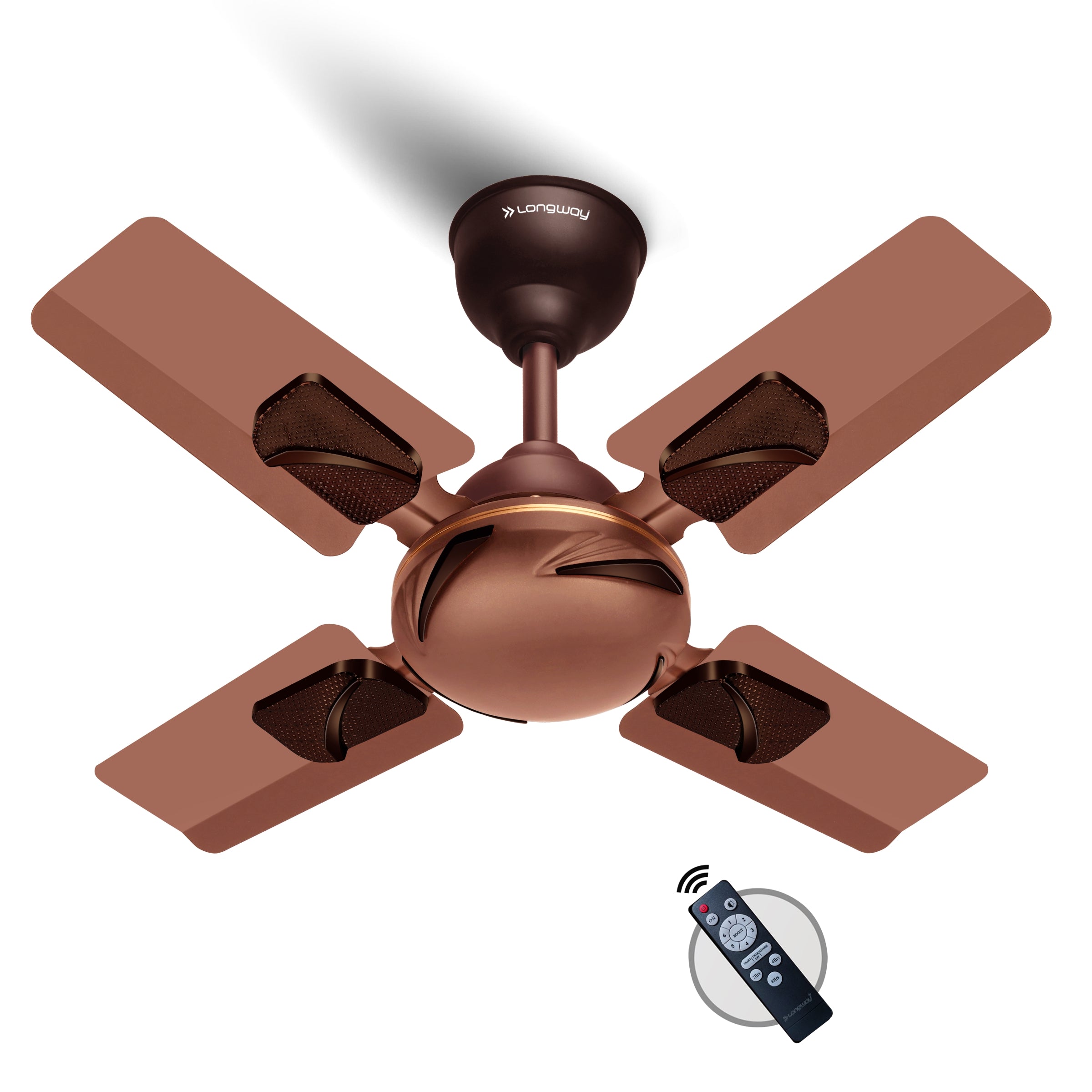 Longway Creta P1 600 mm/24 inch Ultra High Speed 4 Blade Anti-Dust Decorative Star Rated Remote Controlled Ceiling Fan