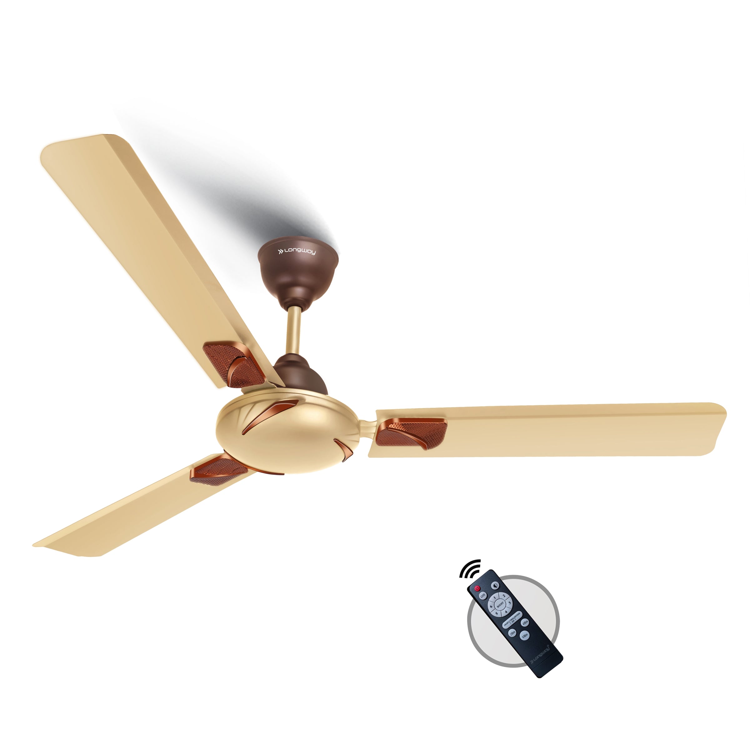 Longway Creta P1 1200 mm/48 inch Remote Controlled 3 Blade Anti-Dust Decorative Star Rated Ceiling Fan