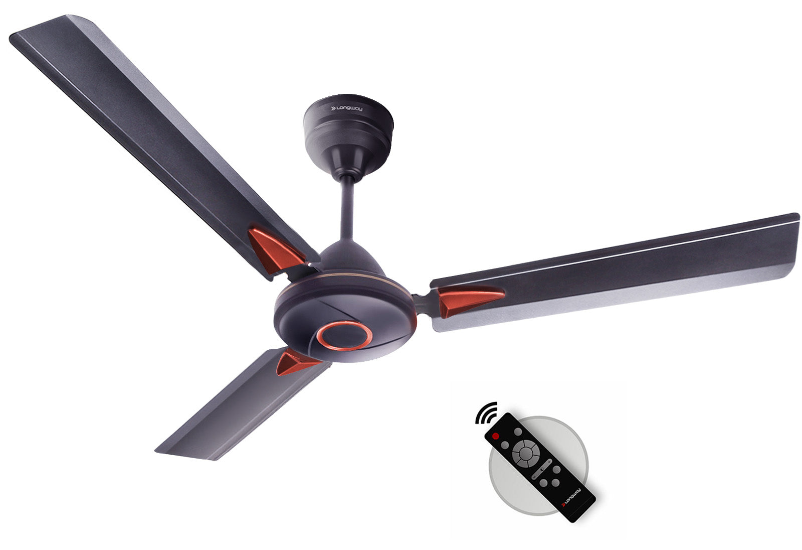 Longway Aero 1200 mm BLDC Ceiling Fan with Remote Control | BEE 5 Star Rated Energy Efficient | Ultra High Speed 3 Blade Anti-Dust Decorative Ceiling Fan