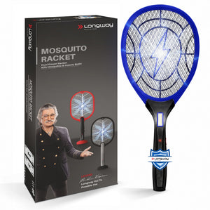 Longway Zappy Rechargeable Mosquito Racket | 3500V DC Voltage on the Net Mesh| Insect Killer Bat | 500mAH Battery | Large Net Area for Better Coverage | Long Lasting Internal Battery | 1 Year Warranty