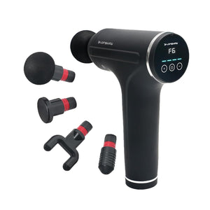 Longway Revive Portable Percussion Gun Massager with 4 Massage Heads & 6 Adjustable Speeds for Full Body Pain Relief, Lightweight & Compact Muscle Relaxer for Neck, Shoulder, Back & Legs | 1 Year Warranty