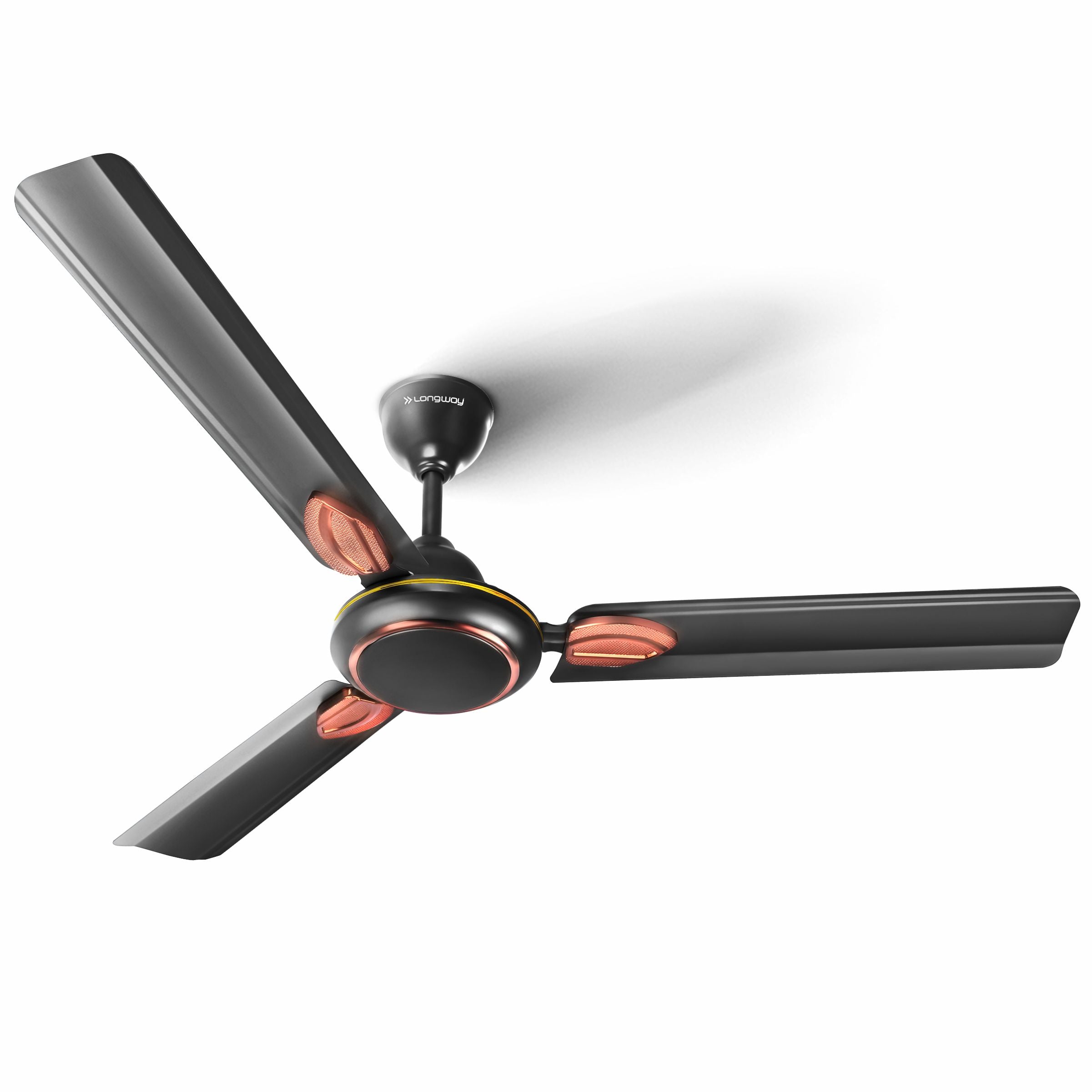 Longway Kiger P1 1200 mm/48 inch Ultra High Speed 3 Blade Anti-Dust Decorative Star Rated Ceiling Fan (Smoked Brown, Pack of 1)