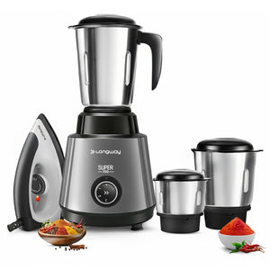 Longway Super Pro Juicer Mixer Grinder | Up to 500 - 750 Watt Max Output Powerful Motor | for Grinding, Mixing, Juicing | 2 Year Warranty