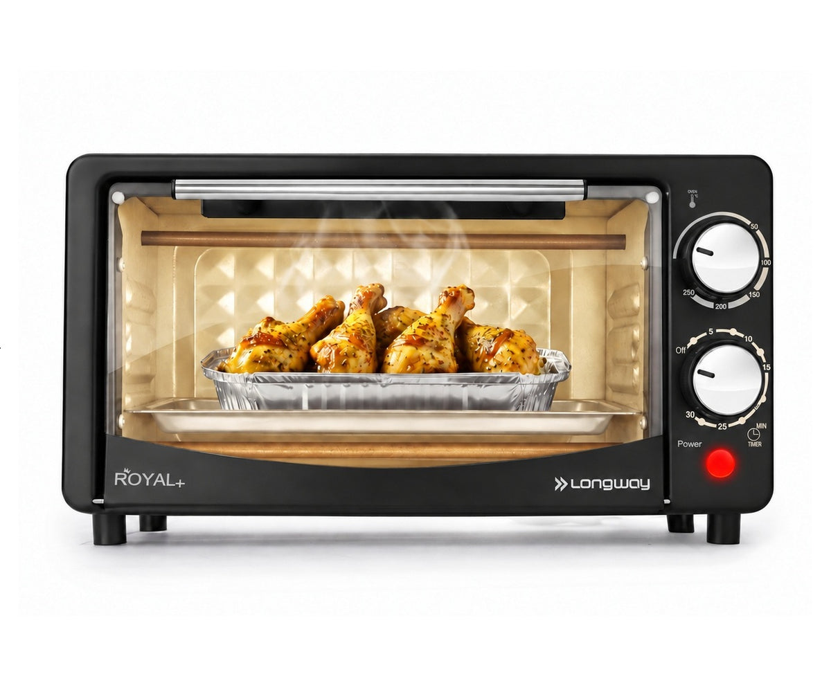 Longway Royal Plus OTG 12L Oven Toaster Griller with Multiple Heating Modes | Temperature Timer Control for Baking Pizza, Cake, Grilling Chicken & Toasting Bread | 2 Years Warranty (1000W)