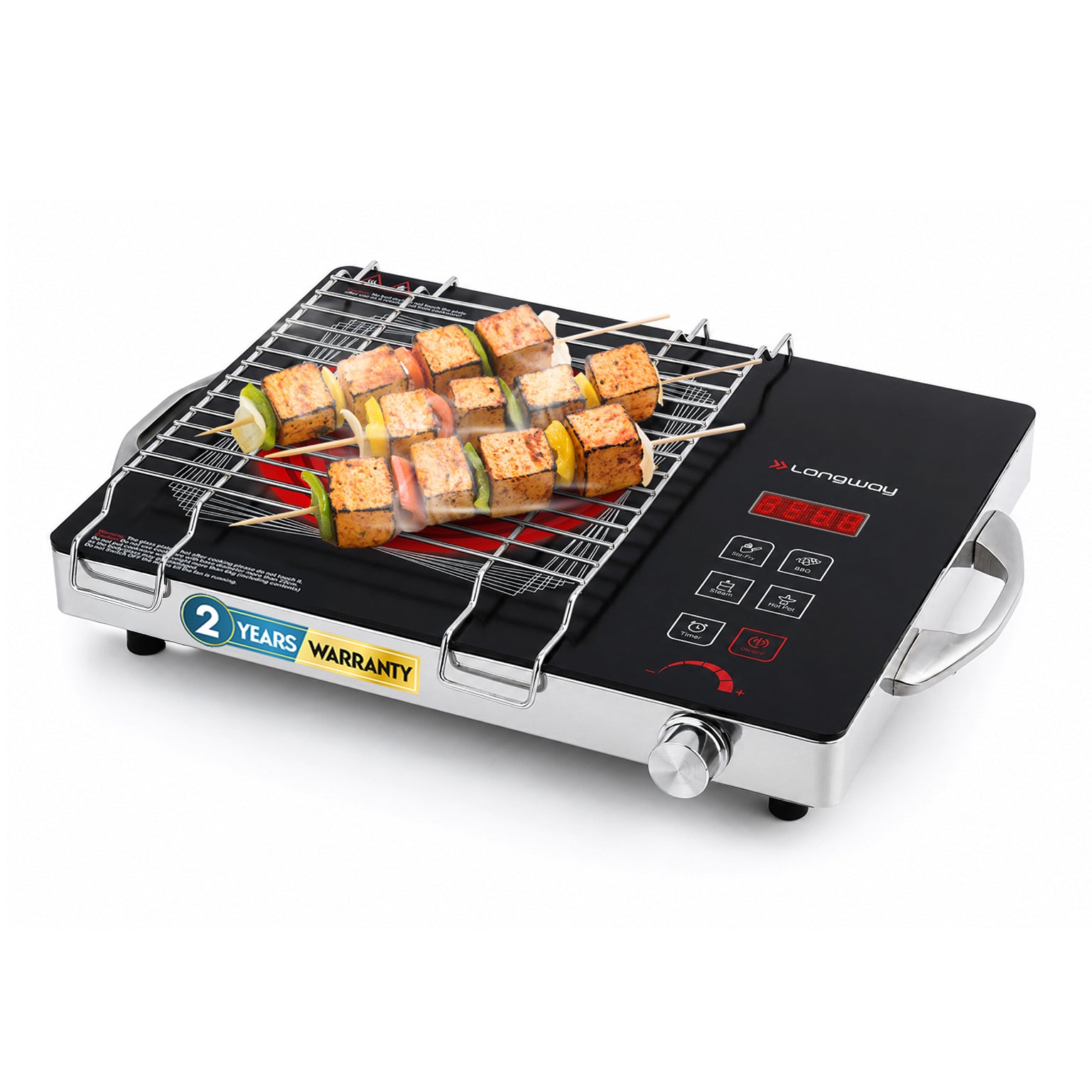 Longway Infralite Pro ICT 2200 W Infrared Cooktop with Free Stainless Steel Grill | Auto Shut Off & Overheat Protection