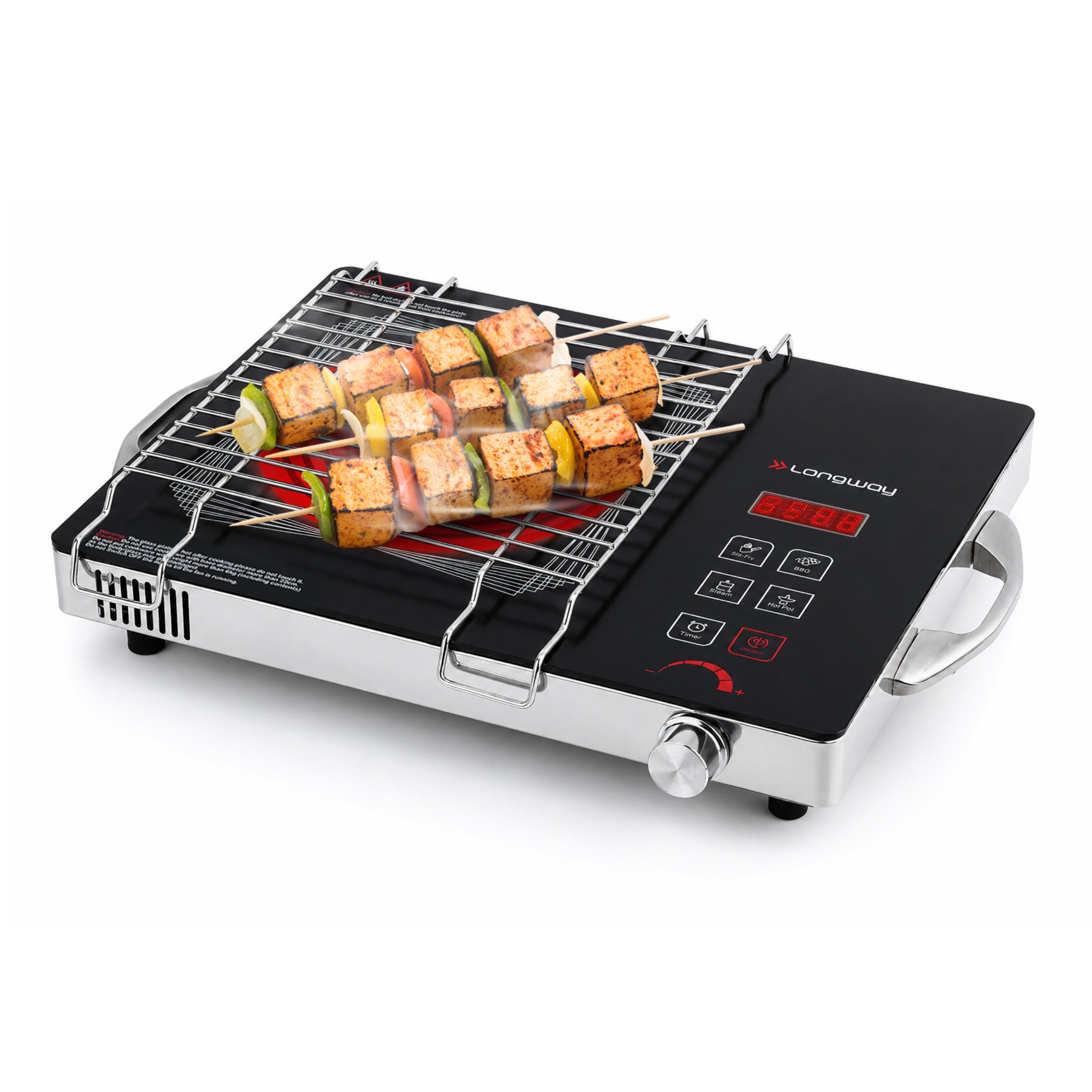 Longway Infralite Pro ICT 2200 W Infrared Cooktop with Free Stainless Steel Grill | Auto Shut Off & Overheat Protection