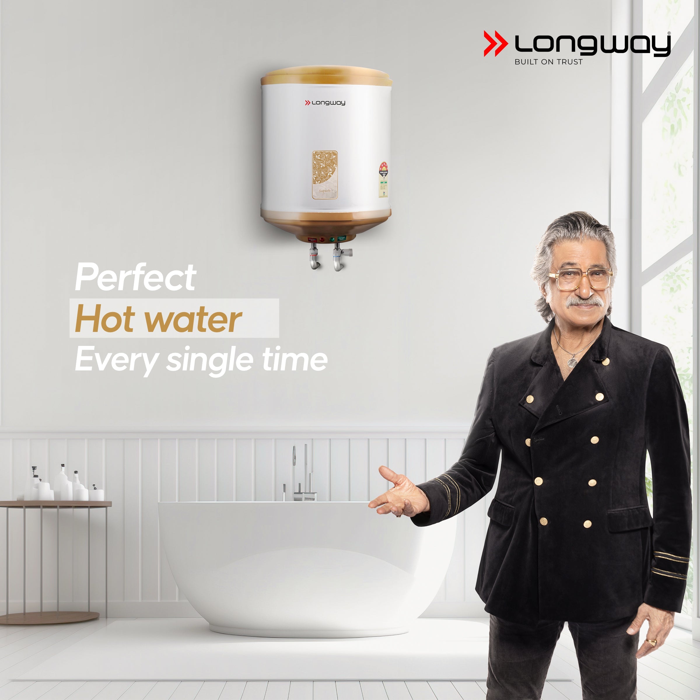 Longway Superb 15 Ltr 5 Star Rated Automatic Storage Water for Home, Water Geyser, Water Heater, Electric Geyser with Multiple Safety System & Anti-Rust Coating | 5-Years Warranty on Tank |15 Ltr
