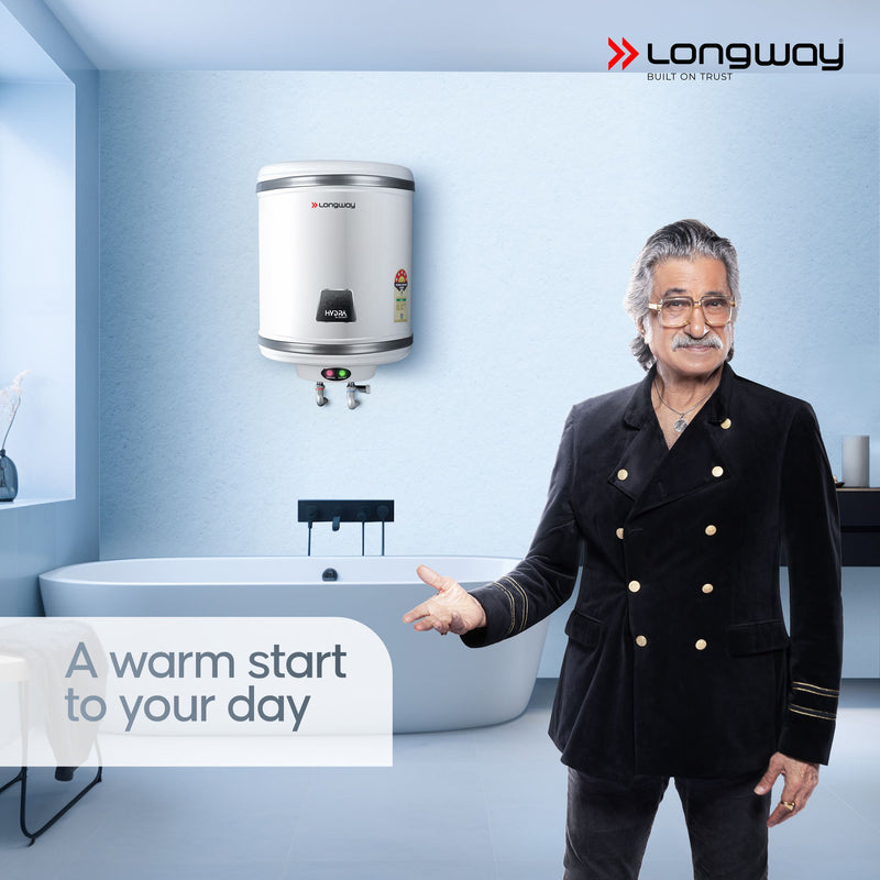 Longway Hydra 10 Ltr 5 Star Rated Automatic Instant Water Heater for Home, Water Geyser, Electric Geyser with Multiple Safety System & Anti-Rust Coating (Silver, 10 Ltr)