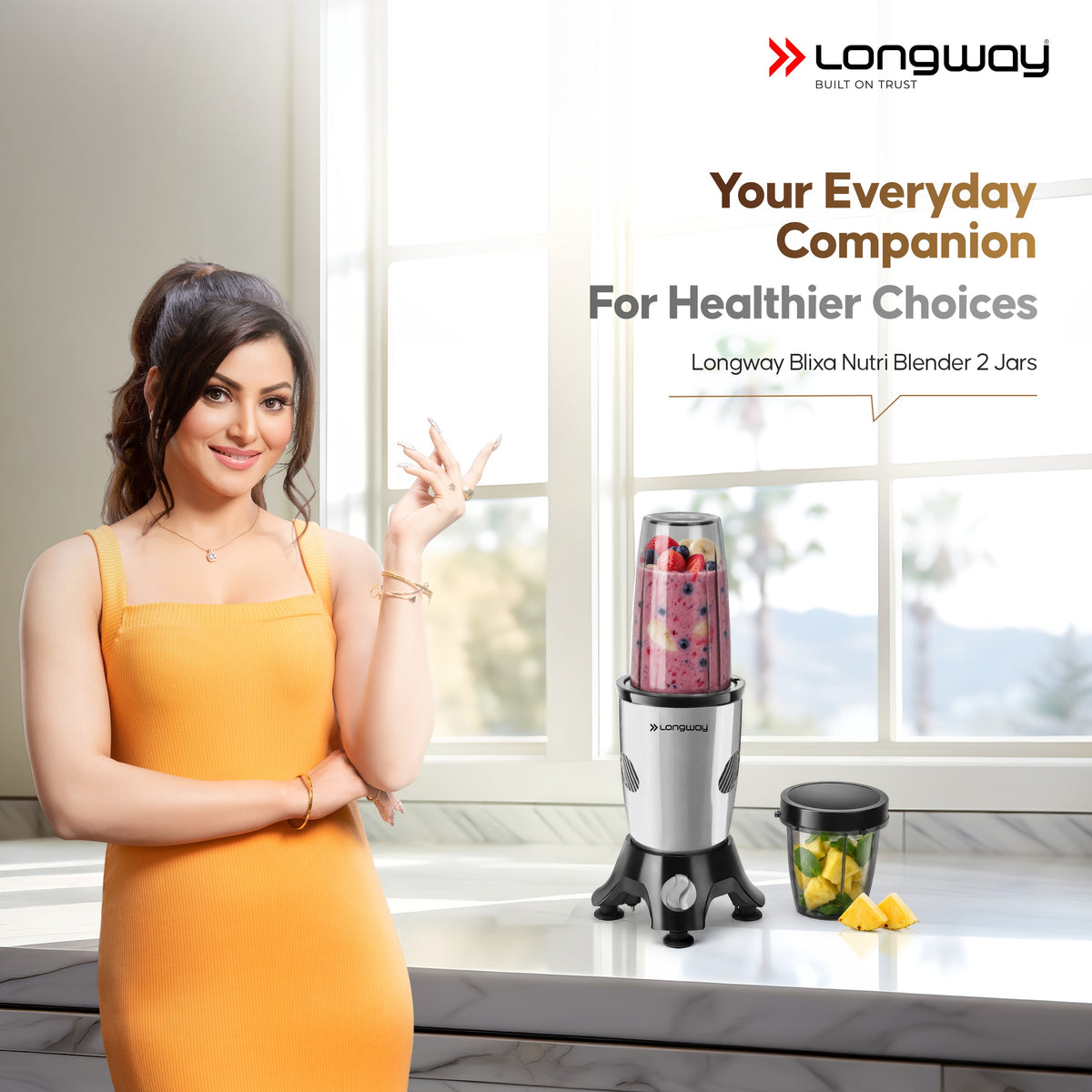 Longway Blixa Nutri Blender 600 W Bullet Mixer Grinder & Smoothie Maker with Stainless Steel Blades & ABS Plastic Body | 22000 RPM | 3 Years Warranty