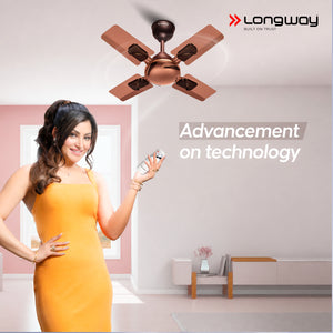 Longway Creta P1 600 mm/24 inch Ultra High Speed 4 Blade Anti-Dust Decorative Star Rated Remote Controlled Ceiling Fan