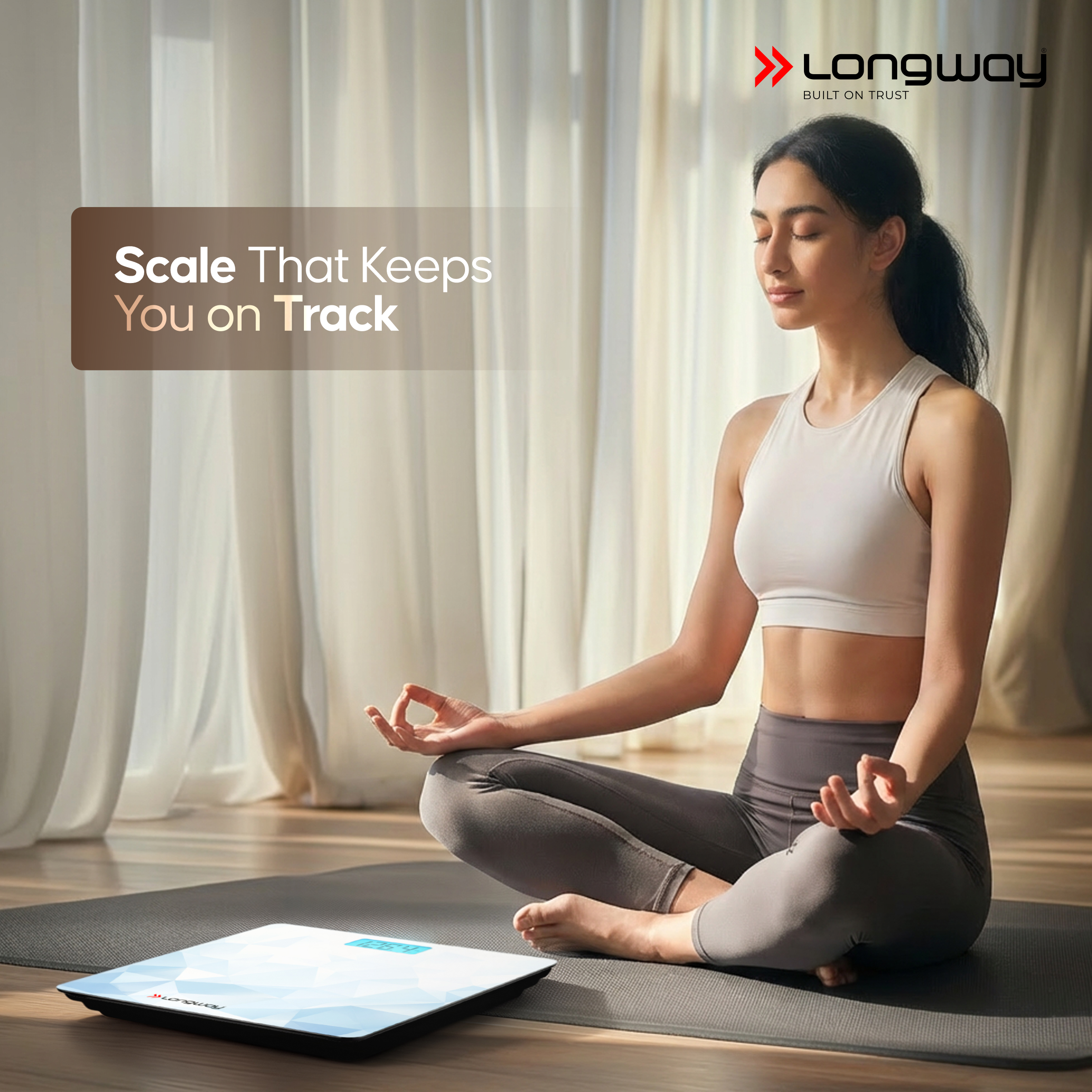 Longway Weight Machine for Home | Digital Bathroom Scale for Human Body Weight Measurement | Extra Thick Tempered Glass with LCD Display (36 Months Warranty | Max Weight 180Kgs | Sapphire)