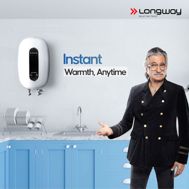 Longway Hotspring 3 ltr Automatic Instant Water Heater with Multiple Safety System & Rust-Proof ABS Body, 3 Ltr