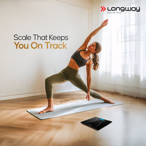 Longway Weight Machine for Home | Digital Bathroom Scale for Human Body Weight Measurement | Extra Thick Tempered Glass with LCD Display (36 Months Warranty | Max Weight 180Kgs | Aura)