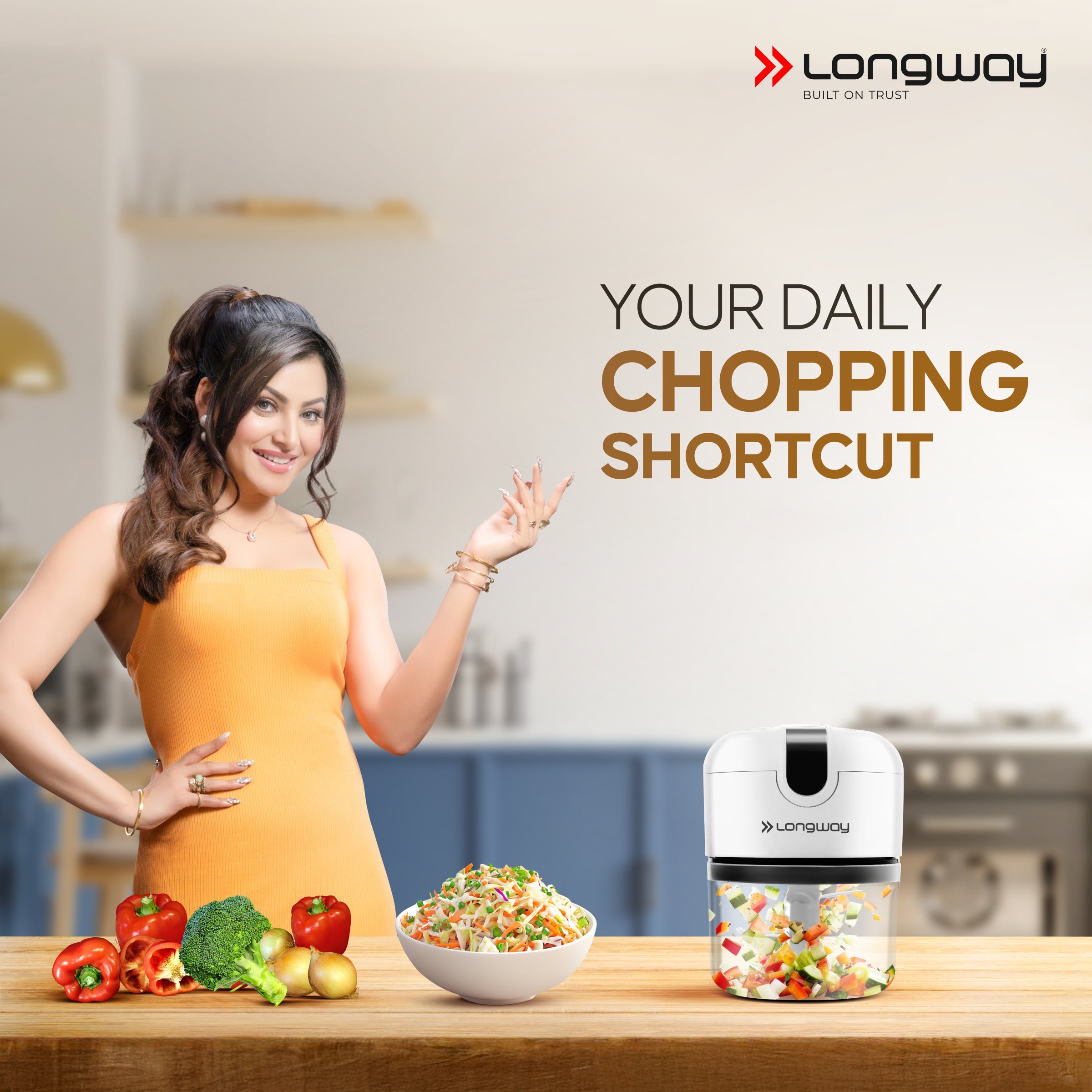 Longway Slicer Rechargeable Mini Electric Chopper | 250ml Food Grade Bowl | Stainless Steel Blades | One Touch Operation | Chopping & Mincing Garlic, Onion, Ginger, Vegetable, Meat, Nuts| Portable & Compact | 1 Year Warranty (White)