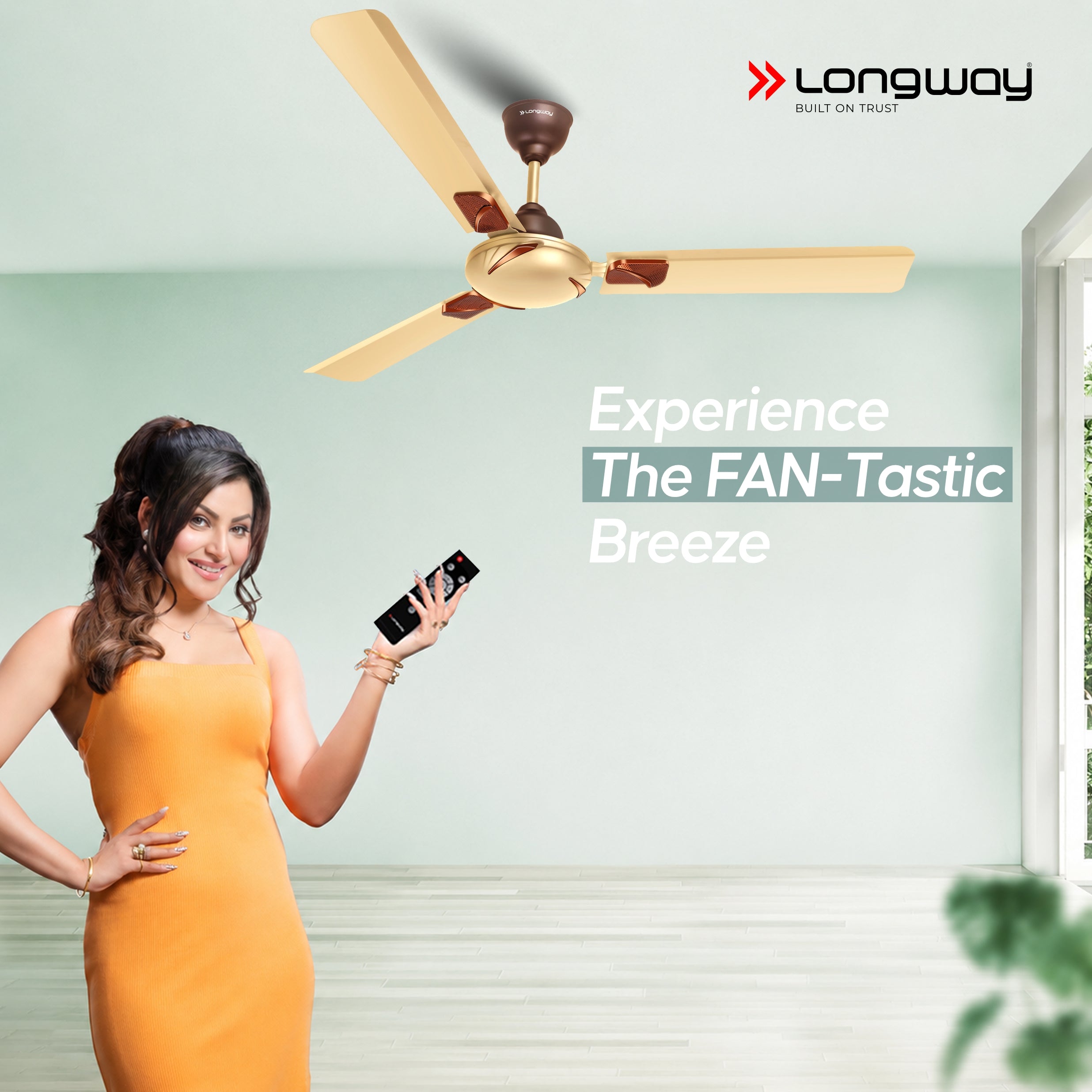 Longway Creta P1 1200 mm/48 inch Remote Controlled 3 Blade Anti-Dust Decorative Star Rated Ceiling Fan