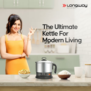 Longway Handy 1.5 Ltr Multi-Cooker Electric Kettle with Stainless Steel Body for Boiling & Cooking, 600 Watt