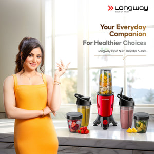 Longway Blixa Nutri Blender 600 W Bullet Mixer Grinder & Smoothie Maker with Stainless Steel Blades & ABS Plastic Body | 22000 RPM | 3 Years Warranty