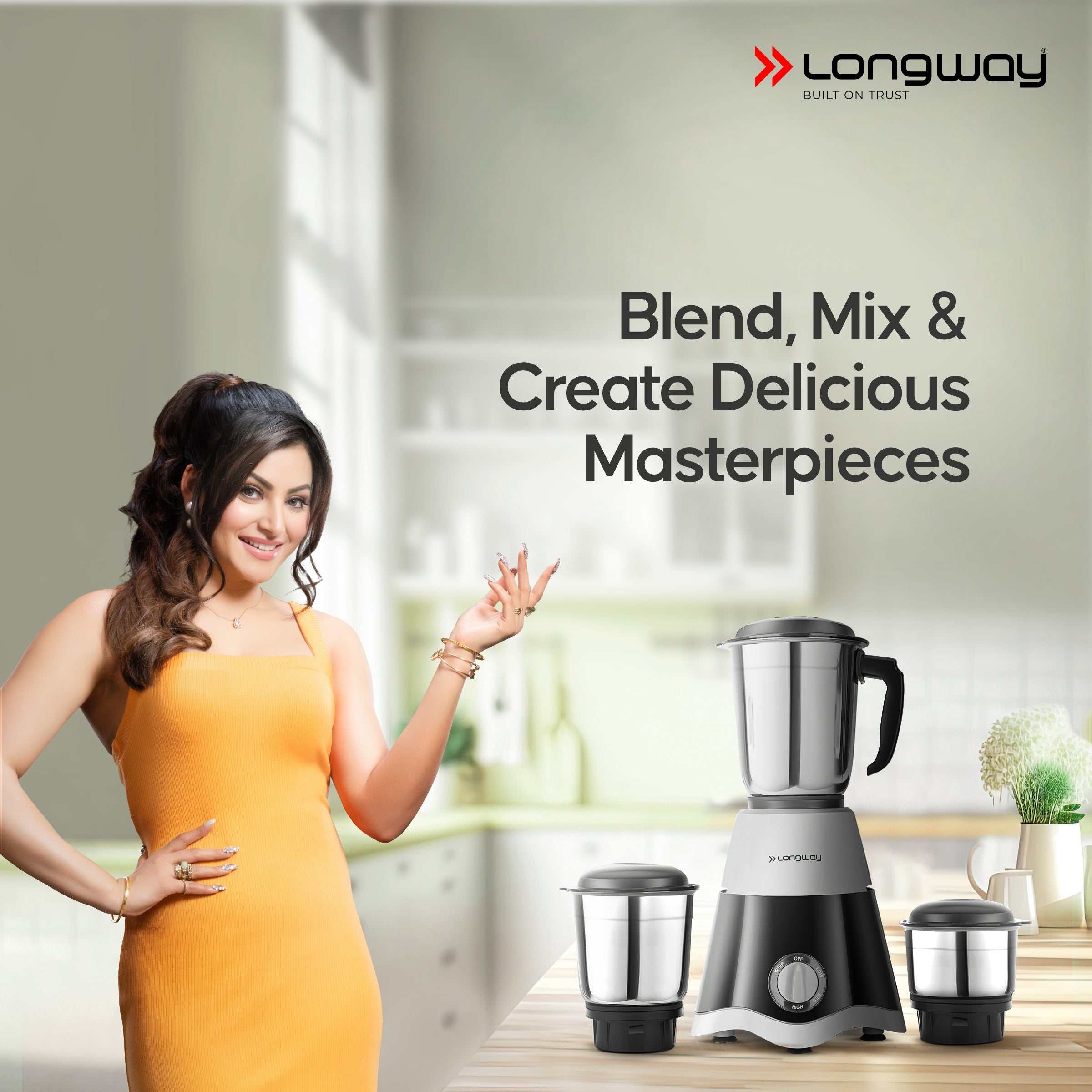 Longway Super Dlx Mixer Grinder | 500 Watt Powerful Motor | 3 Jars for Grinding, Mixing, Juicing | 2 Years Warranty