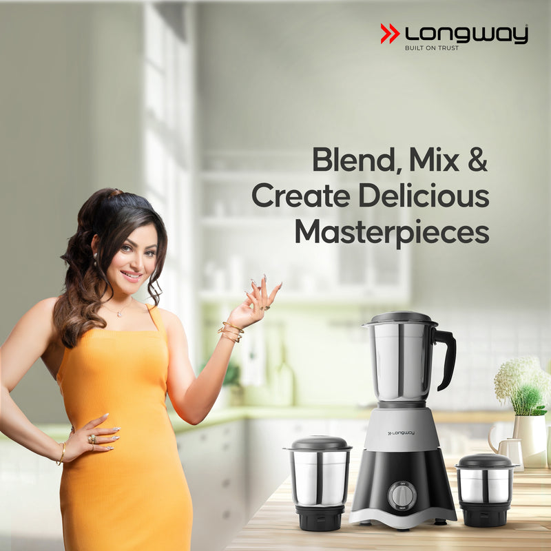 Longway Super Dlx Mixer Grinder | 500 Watt Powerful Motor | 3 Jars for Grinding, Mixing, Juicing | 2 Years Warranty