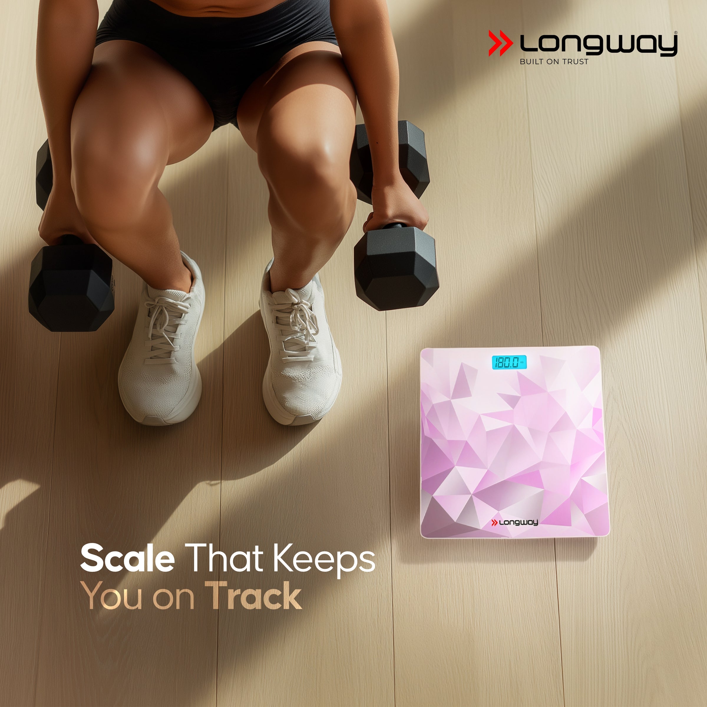 Longway Weight Machine for Home | Digital Bathroom Scale for Human Body Weight Measurement | Extra Thick Tempered Glass with LCD Display (36 Months Warranty | Max Weight 180Kgs | Sapphire)