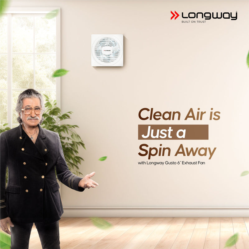Longway Gusto 6 Inch 150 mm Energy Efficient Exhaust Fan | High Speed Powerful Motor | Noiseless Operation & Easy to Clean | Suitable for Bathroom, Kitchen, Office | 2 Years Warranty