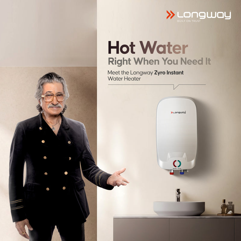 Longway Zyro 5.5 Ltr 5 Star Rated Instant Water Heater for Home with Advanced Multi-Layered Safety System & Anti-Rust Coating |Suitable for Kitchen & Bathroom | 5 Year Warranty on Tank (5.5 Ltr)