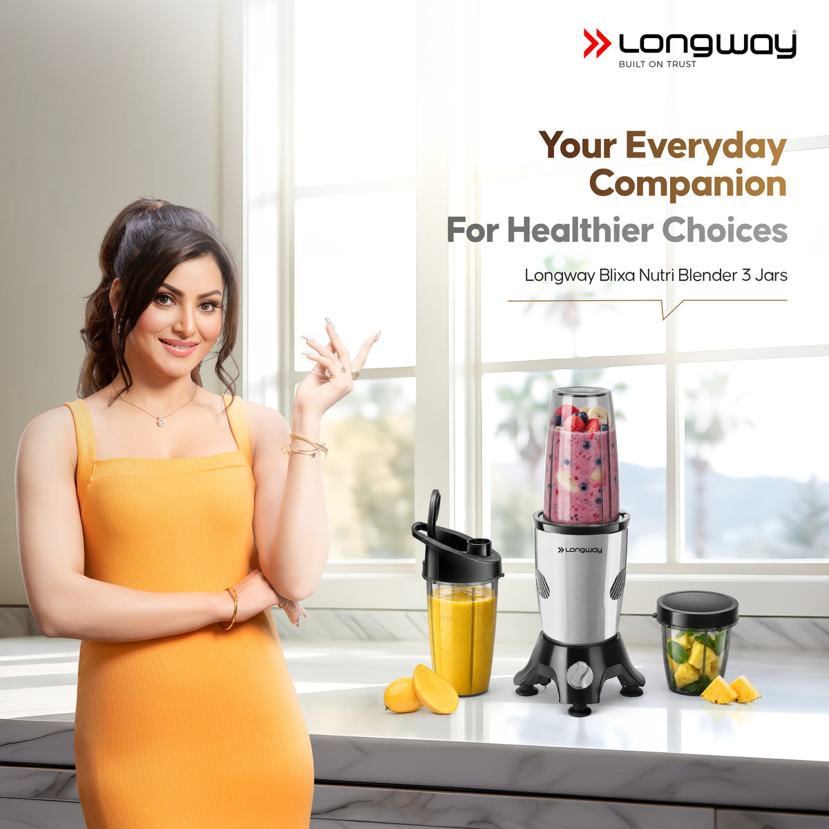 Longway Blixa Nutri Blender 600 W Bullet Mixer Grinder & Smoothie Maker with Stainless Steel Blades & ABS Plastic Body | 22000 RPM | 3 Years Warranty