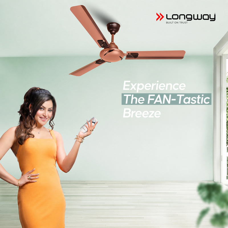 Longway Creta P1 1200 mm/48 inch Remote Controlled 3 Blade Anti-Dust Decorative Star Rated Ceiling Fan