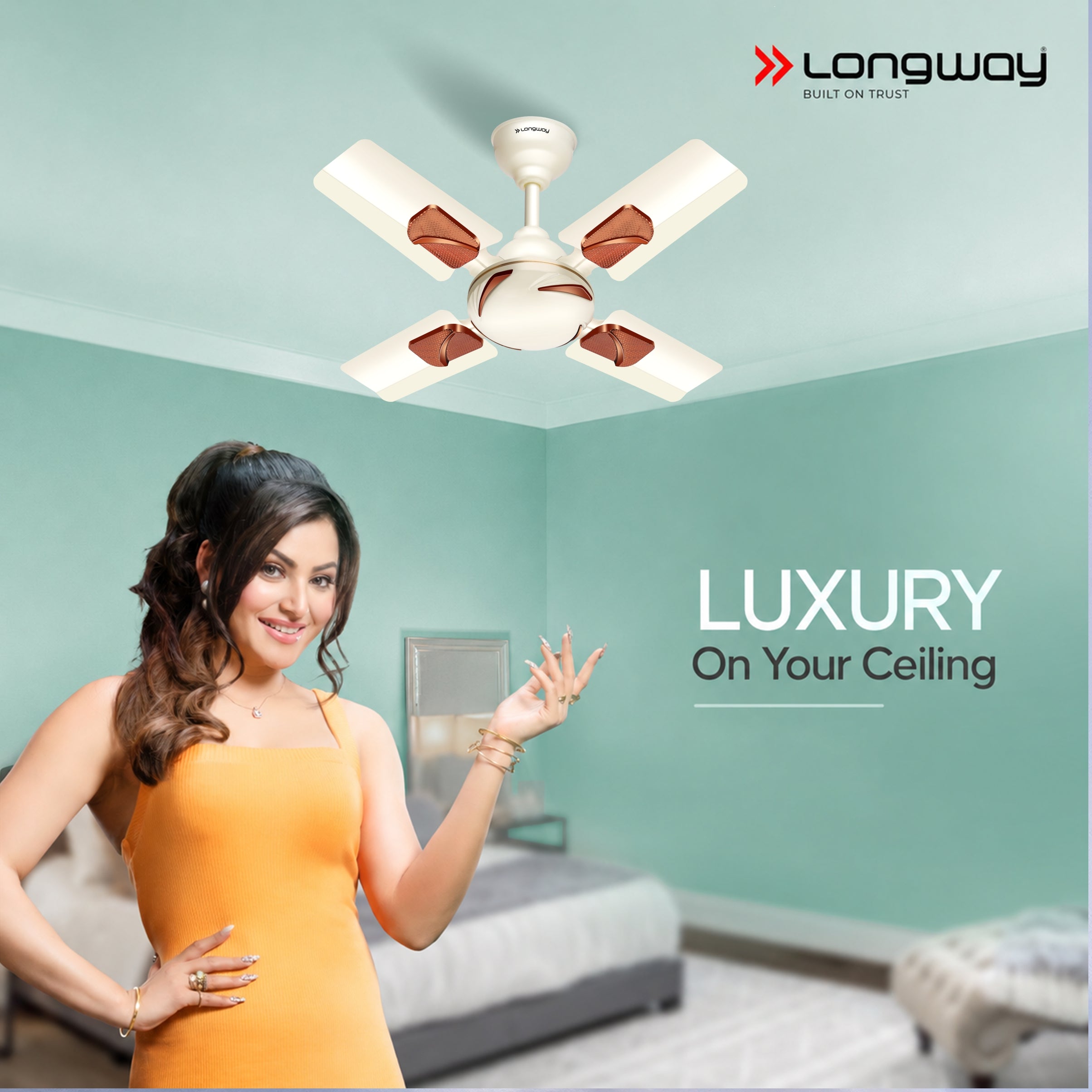 Longway Creta P1 600 mm/24 inch Ultra High Speed 4 Blade Anti-Dust Decorative Star Rated Ceiling Fan