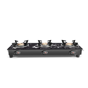 Longway Astra Glass Top, Manual Ignition Glass Gas Stove (Black, ISI Certified, 2 Years Warranty)