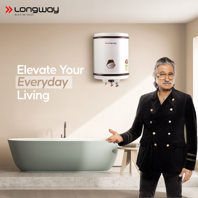 Longway Hotplus 25 Ltr 5 Star Rated Automatic Storage Water Heater for Home, Water Geyser, Water Heater, Electric Geyser with Multiple Safety System & Anti-Rust Coating | 5 Year Warranty |25 Ltr