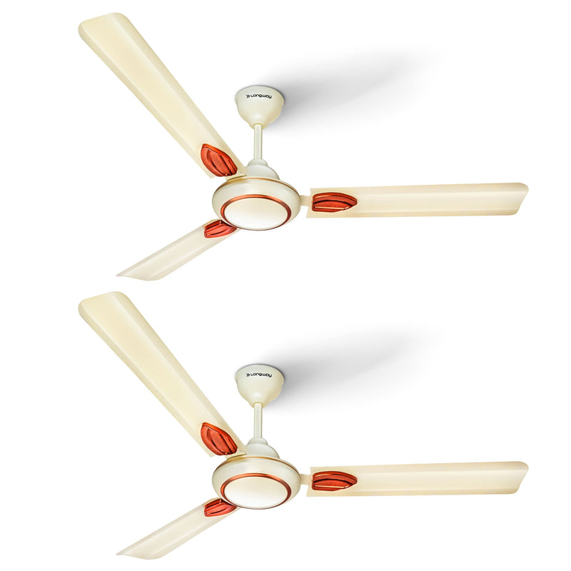 Longway Kiger P1 1200 mm/48 inch Ultra High Speed 3 Blade Anti-Dust Decorative Star Rated Ceiling Fan (Ivory)