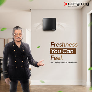 Longway FreshX 6 Inch 150 mm Energy Efficient Exhaust Fan | High Speed Powerful Motor | Noiseless Operation & Easy to Clean | Rust Proof |Suitable for Bathroom, Kitchen, Office | 2 Years Warranty