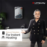 Longway Xolo Gold Dlx 7 Ltr 5 Star Rated Automatic Gas Water Heater for Home, Water Geyser, Water Heater, Gas Geyser with Multiple Safety System & Anti-Rust Coating | 1-Year Warranty | (Silver, 7 Ltr)