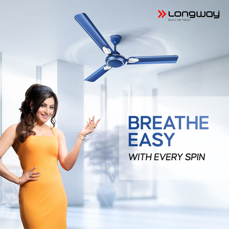 Longway Kiger P1 1200 mm/48 inch Ultra High Speed 3 Blade Anti-Dust Decorative Star Rated Ceiling Fan