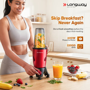 Longway Blixa Nutri Blender 600 W Bullet Mixer Grinder & Smoothie Maker with Stainless Steel Blades & ABS Plastic Body | 22000 RPM | 3 Years Warranty
