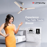Longway Creta P1 1200 mm/48 inch Ceiling Fan (Ivory/Smoked Brown, Pack of 1)