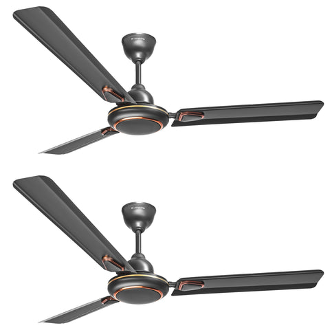 Longway Kiger P2 1200 mm/48 inch Ultra High Speed 3 Blade Anti-Dust Decorative Star Rated Ceiling Fan (Smoked Brown, Pack of 2)